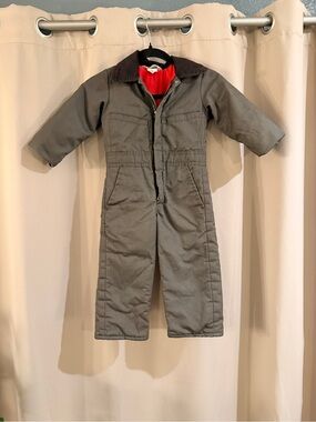 Kids Vintage Key Imperial  Gray Insulated One-Piece Snow Coverall - Red Lining